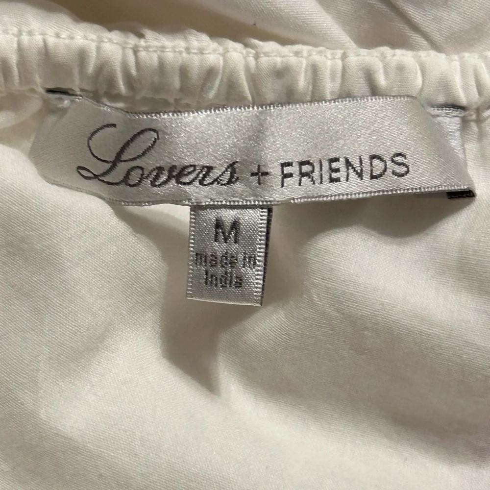 REVOLVE Lovers + Friends White Ruffle Lined Cotton Mini Dress Whimsical Women M - Picture 5 of 8